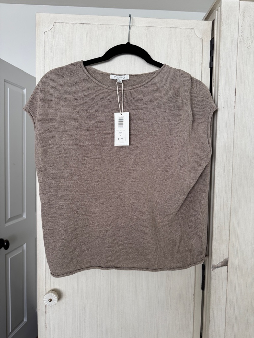 Z Supply Taupe Cap Sleeve Knit Top